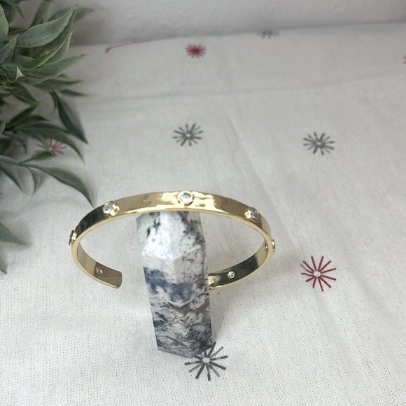 Gold Crystal Bangle Cuff Bracelet - Picture 5 of 8